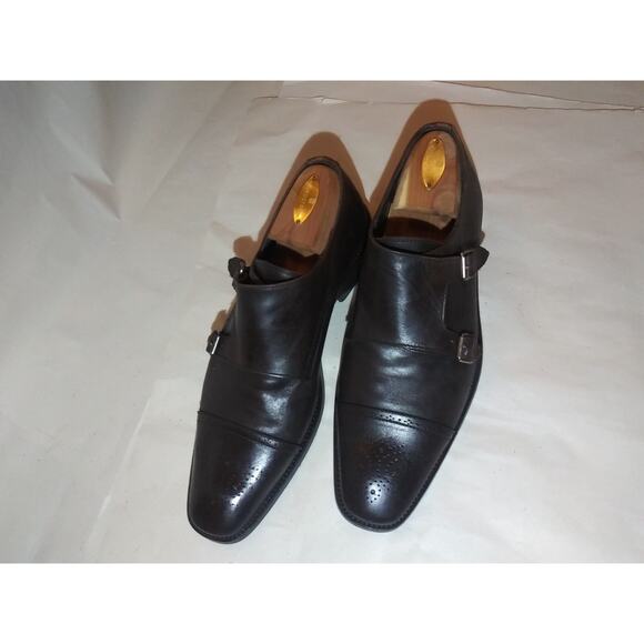 TO BOOT NEW YORK MENS DOUBLE MONK STRAP BROWN LEATHER SHOES 9.5 M Made In Italy main image 7